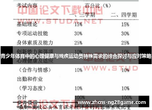 青少年体育中的心理健康与残疾运动员特殊需求的综合探讨与应对策略